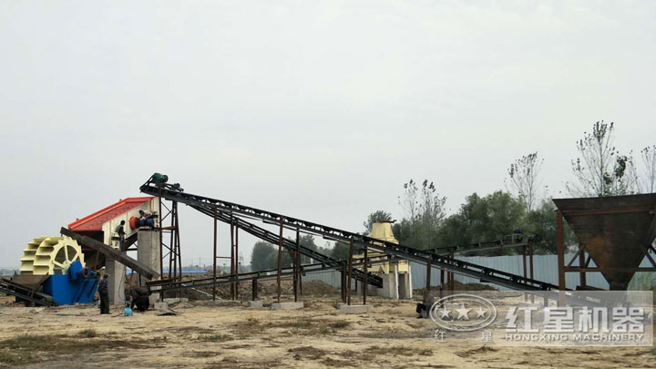 洗砂機搭配在生產(chǎn)線中，有效作業(yè)，清洗更干凈